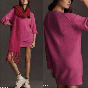 Anthropologie Daily Practice Long Sleeve Sweater Mini Dress In Pink Size Small